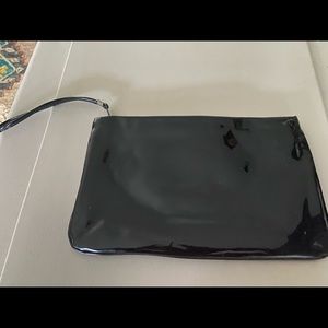 Clutch-patent leather all black with wristlet hold